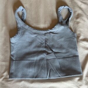 Ribbed Square Neck Crop Tank - Sky Blue